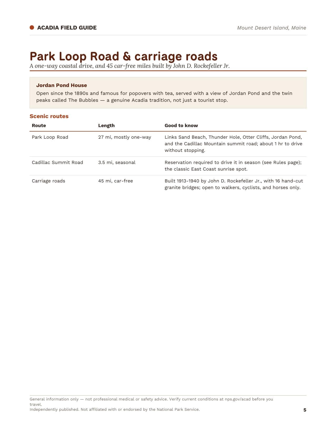 Sample page 2 from the Acadia guide