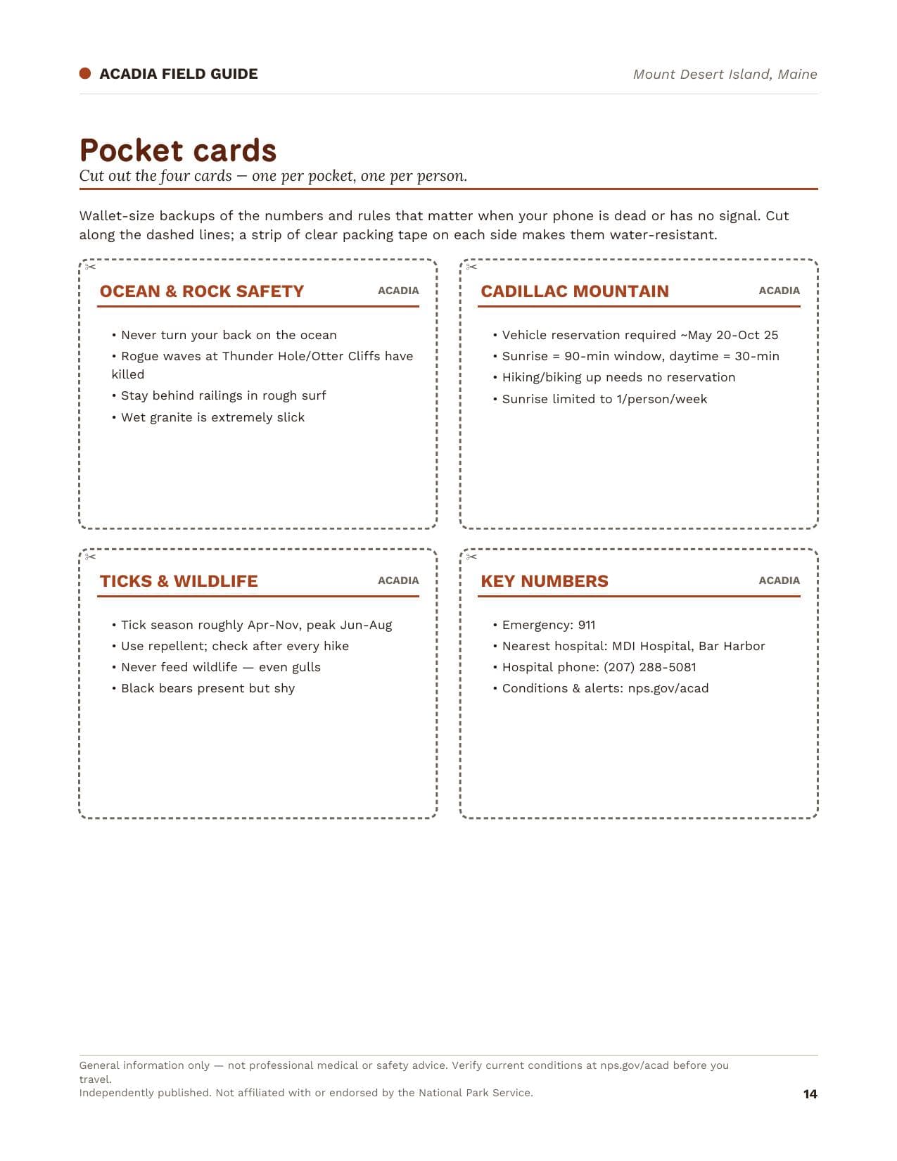 Sample page 3 from the Acadia guide