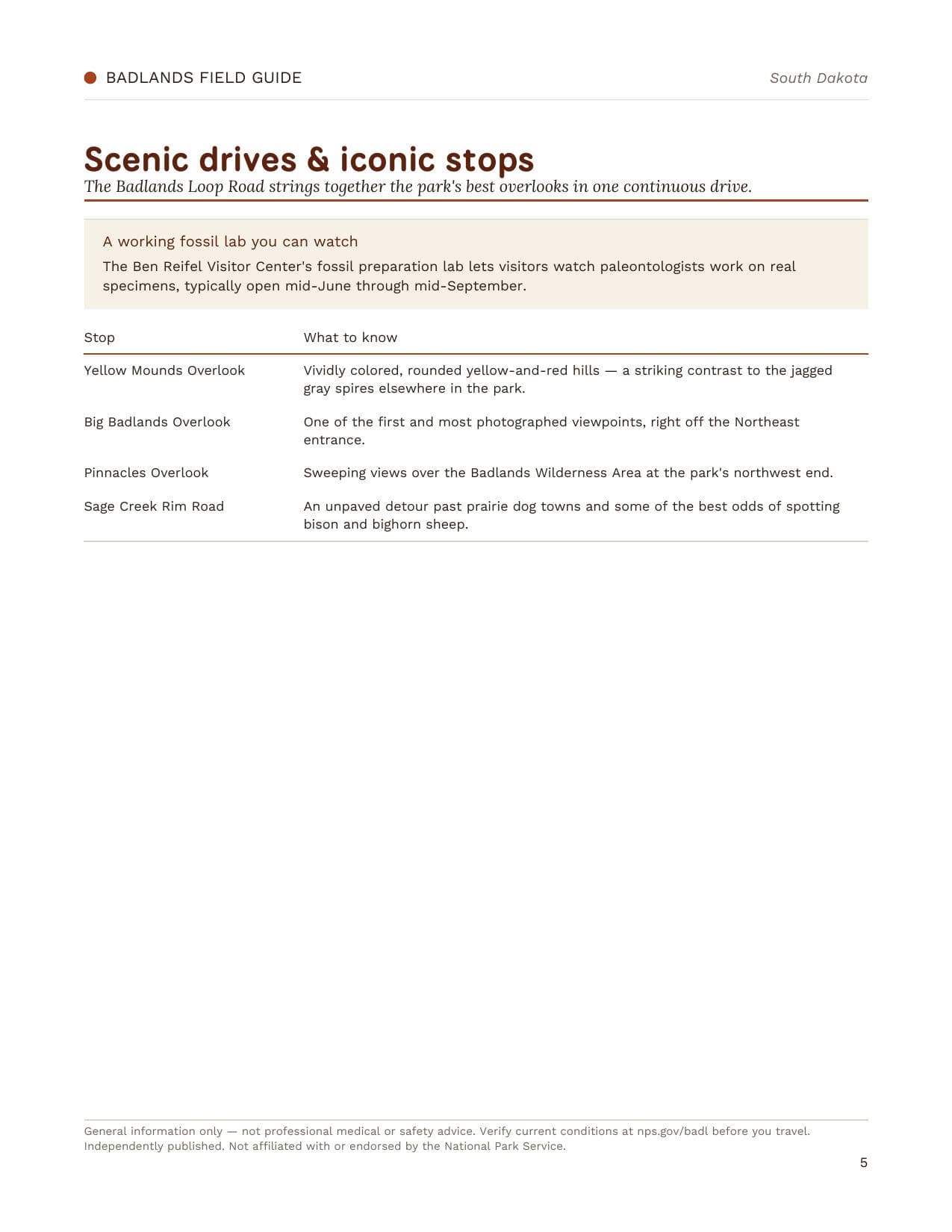 Sample page 2 from the Badlands guide