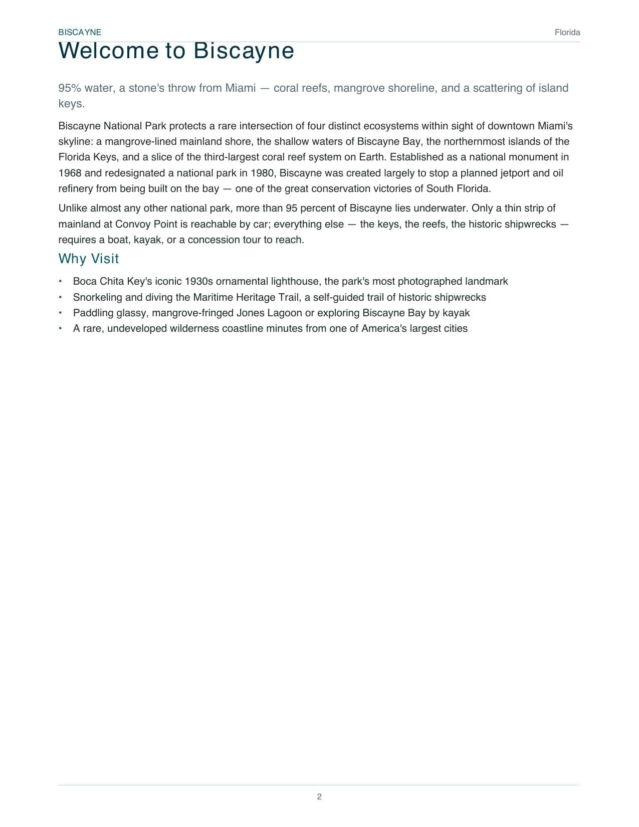 Sample page 1 from the Biscayne guide