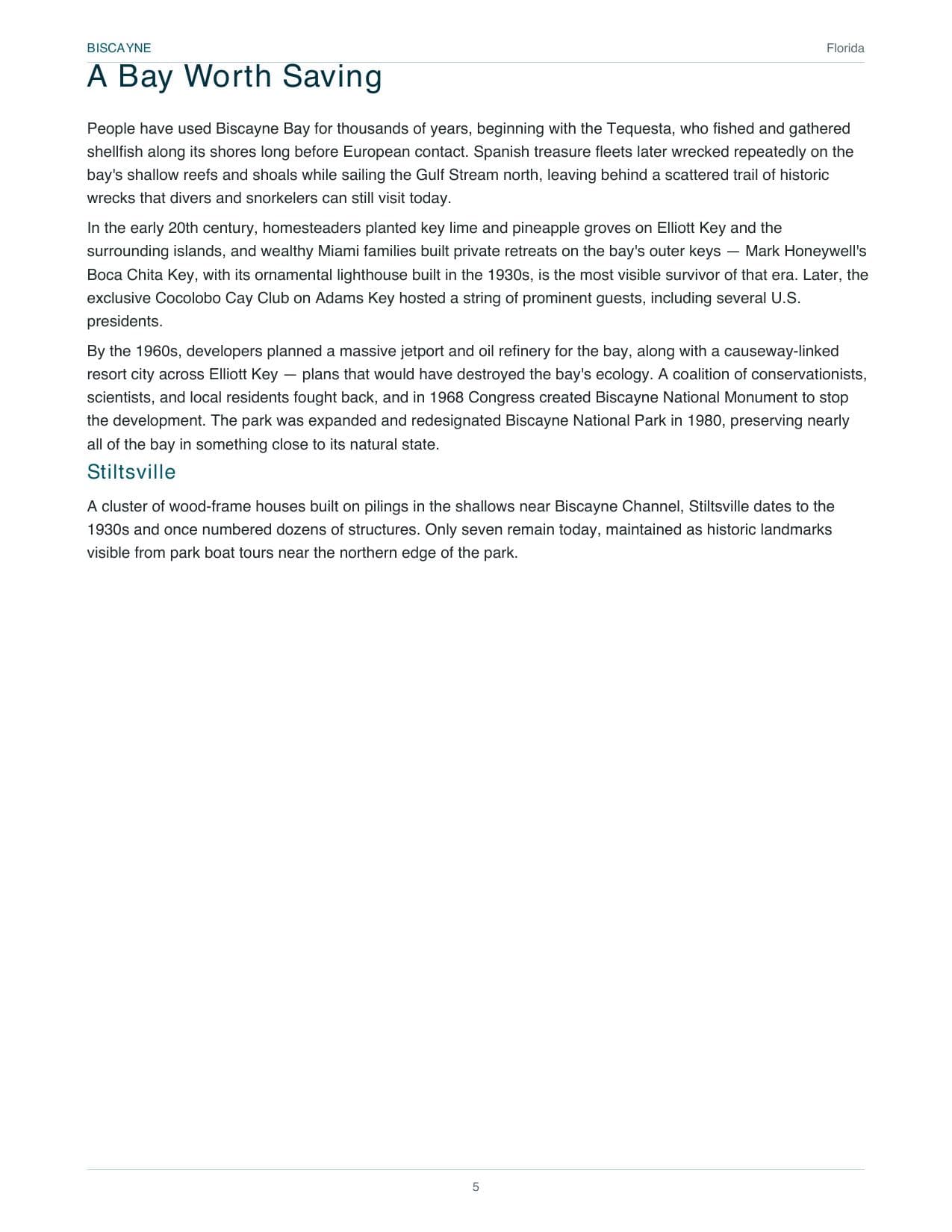 Sample page 2 from the Biscayne guide