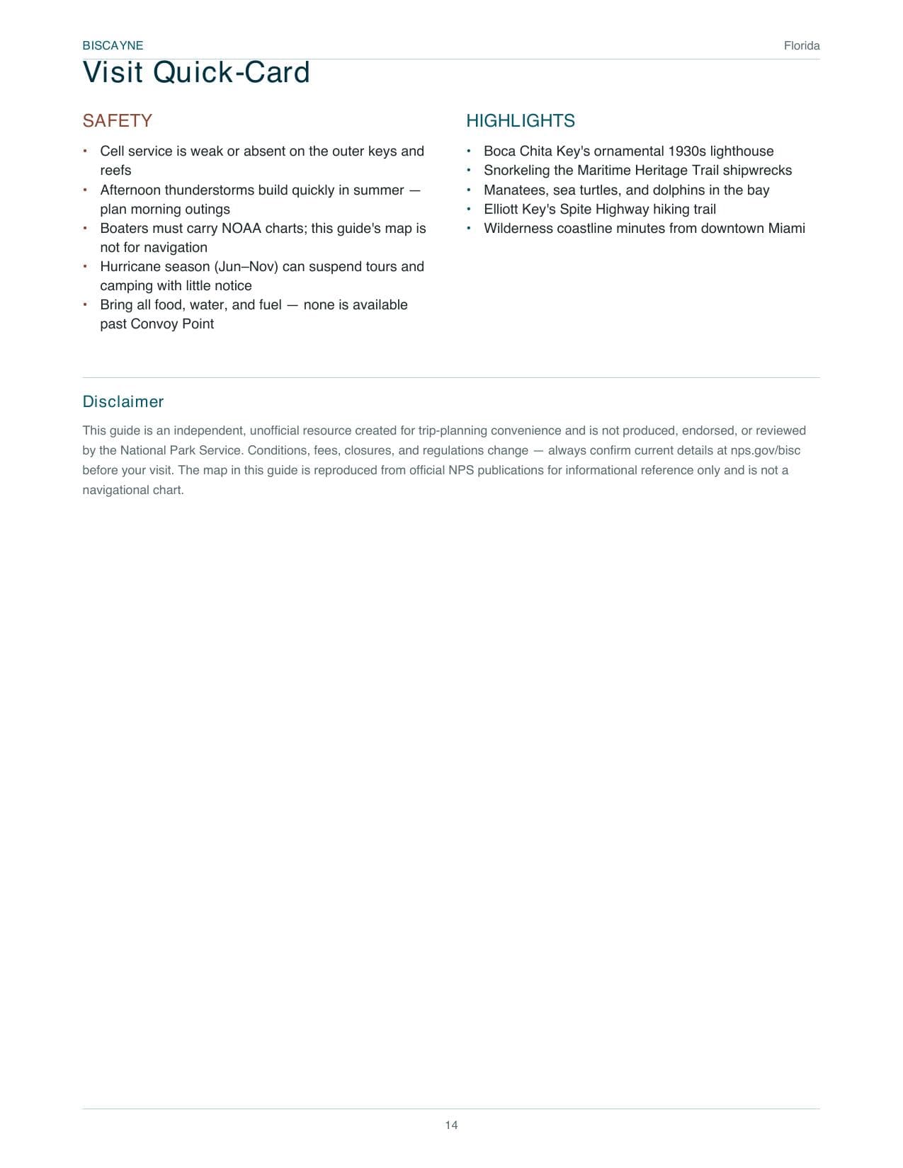 Sample page 3 from the Biscayne guide