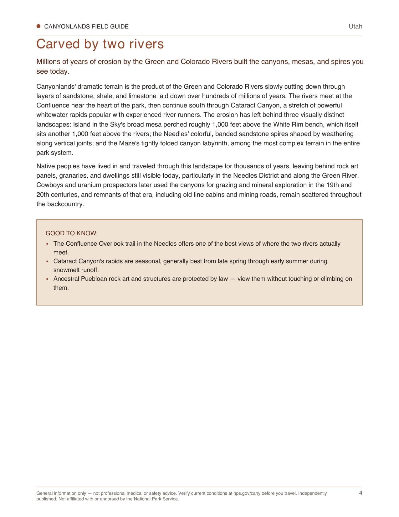 Sample page 2 from the Canyonlands guide