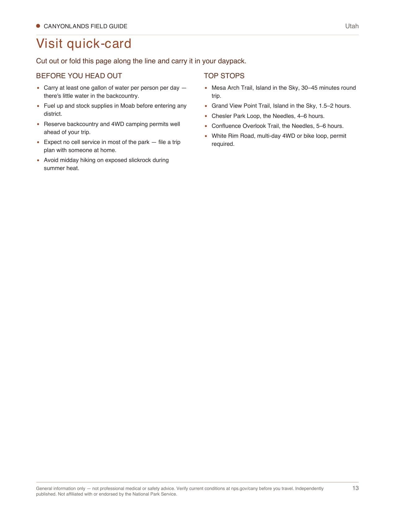 Sample page 3 from the Canyonlands guide