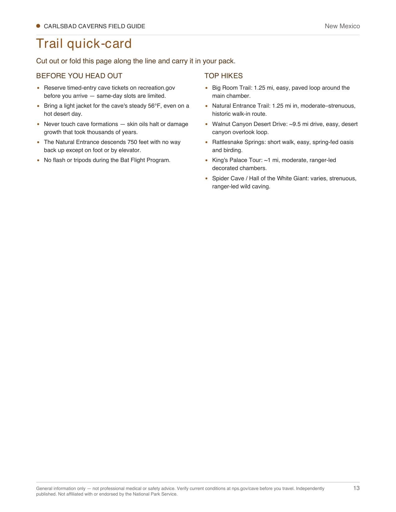 Sample page 3 from the Carlsbad Caverns guide