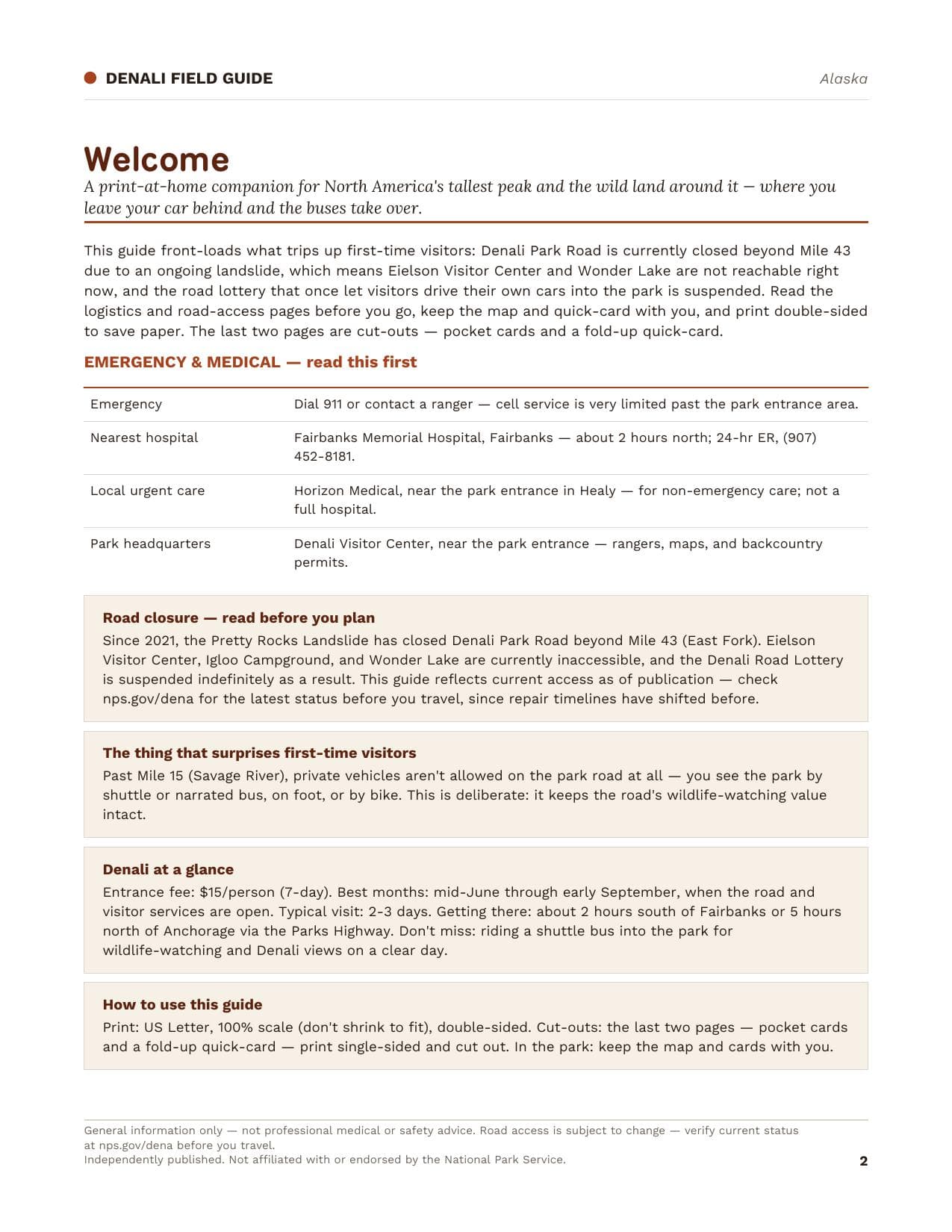 Sample page 1 from the Denali guide