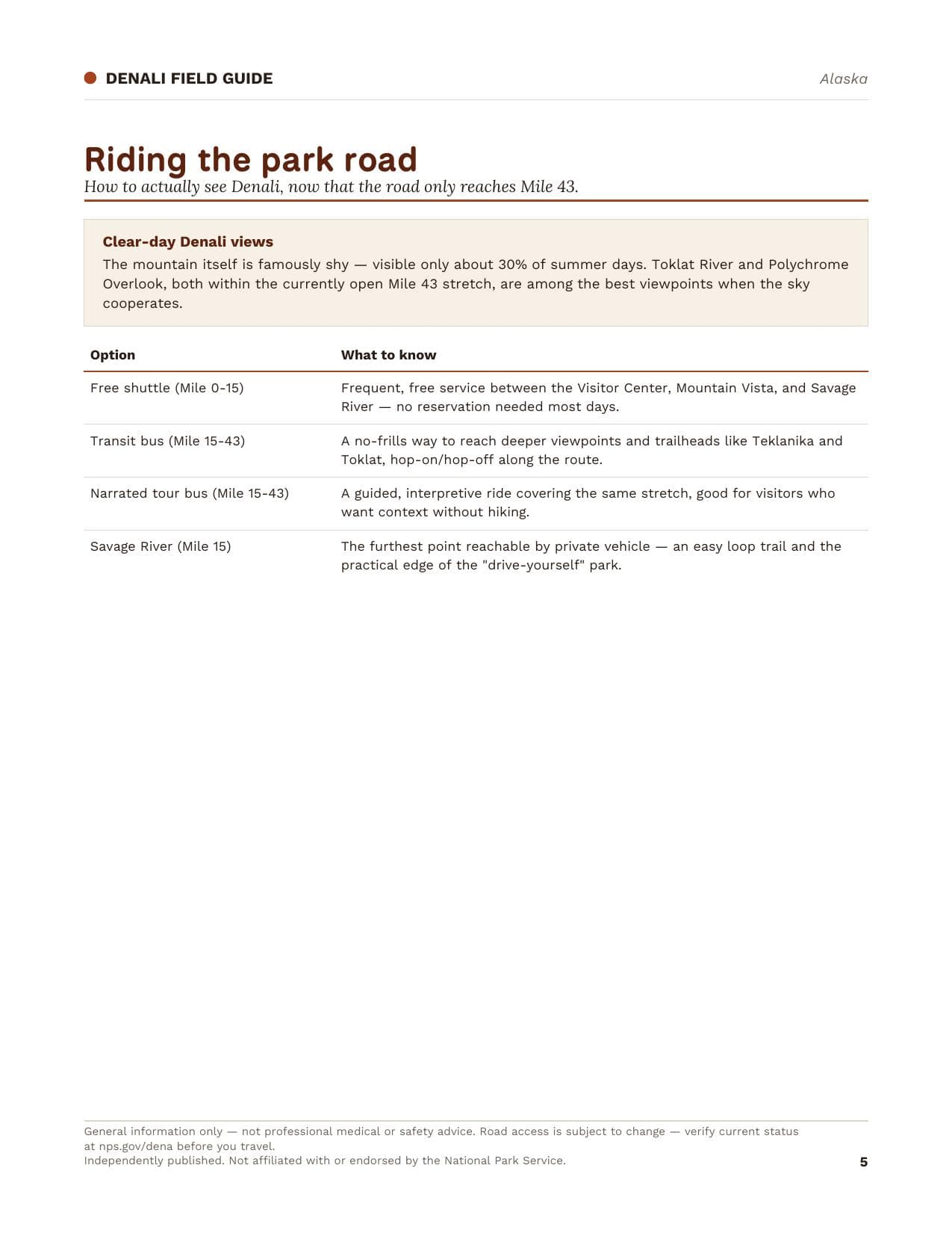 Sample page 2 from the Denali guide