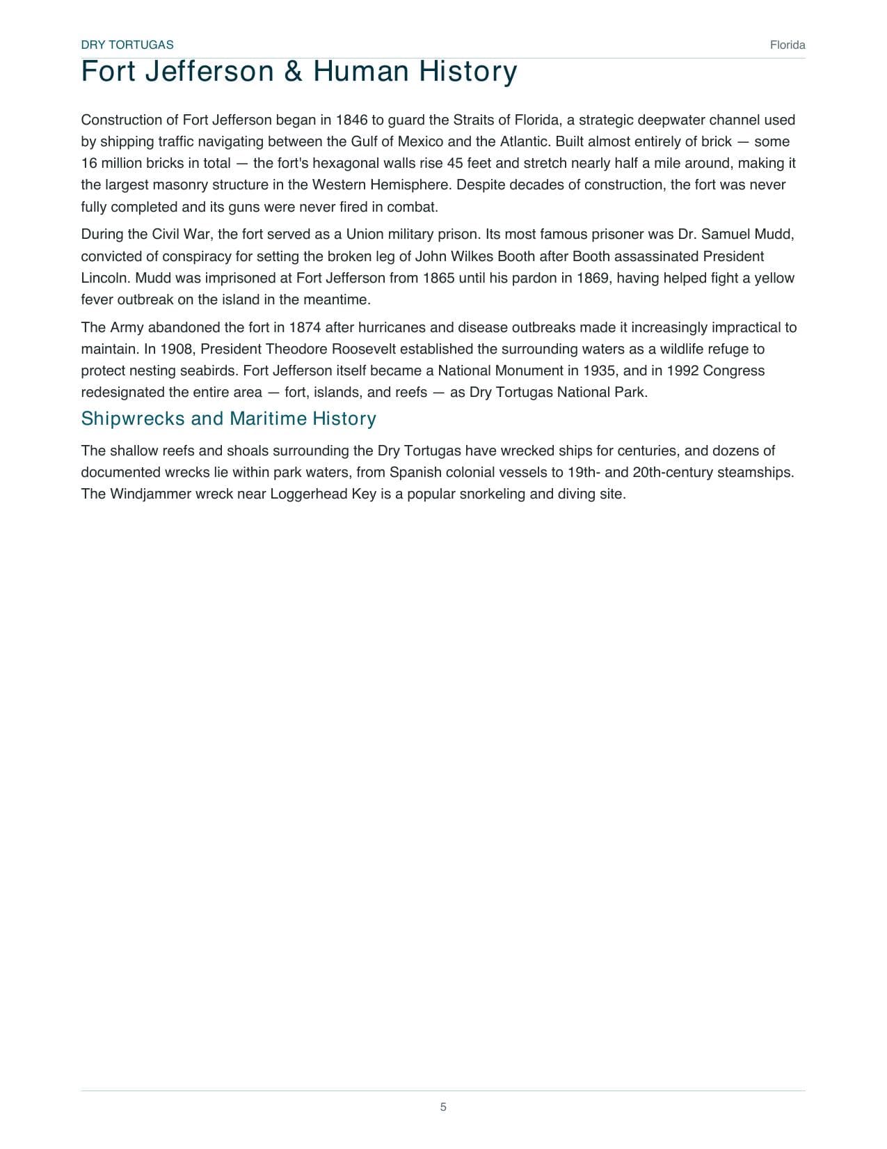 Sample page 2 from the Dry Tortugas guide