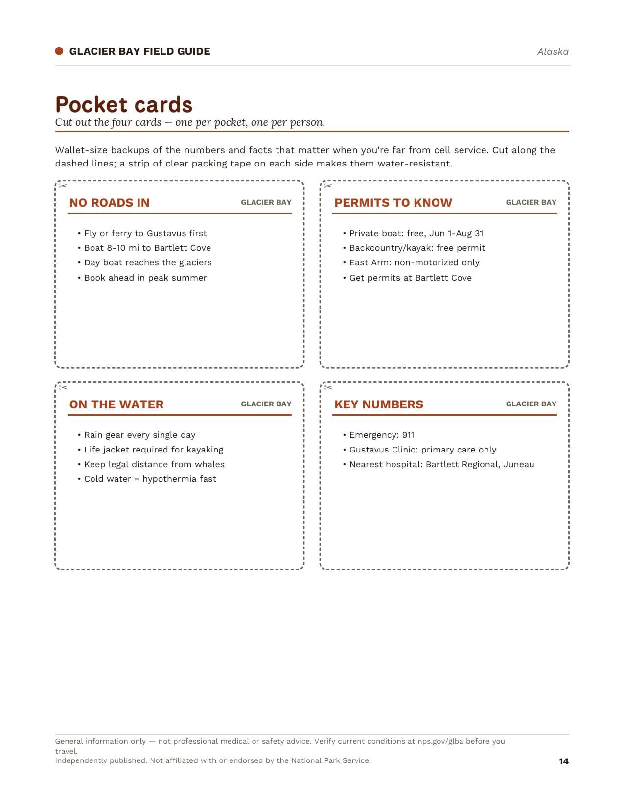 Sample page 3 from the Glacier Bay guide