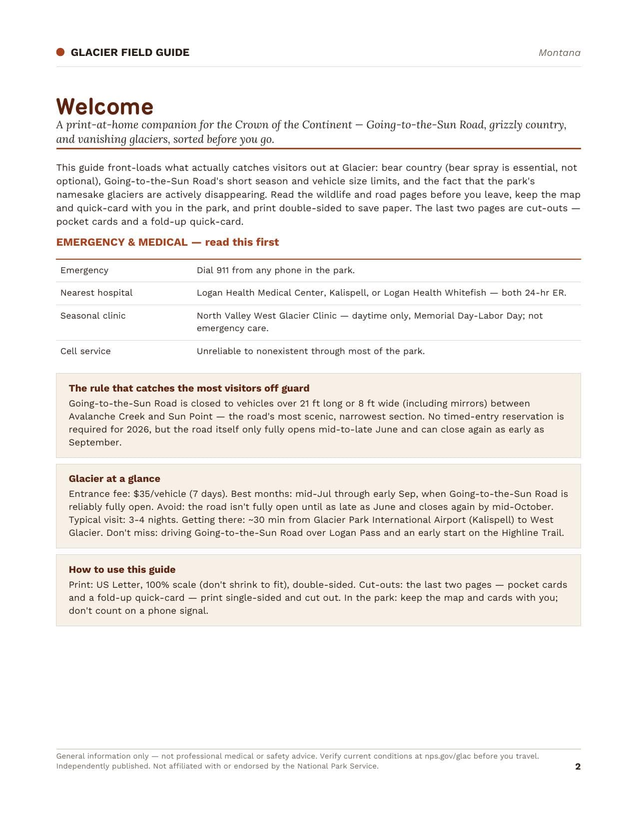 Sample page 1 from the Glacier guide