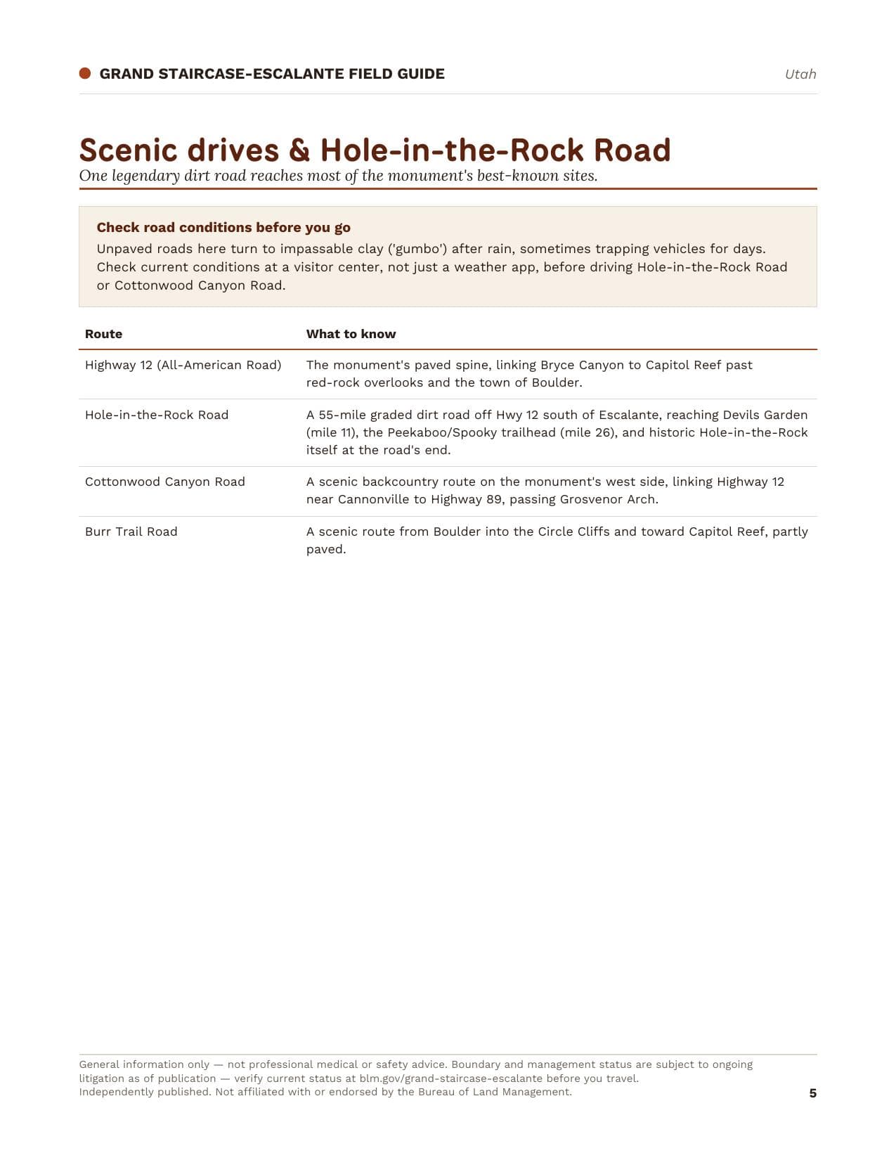 Sample page 2 from the Grand Staircase-Escalante guide
