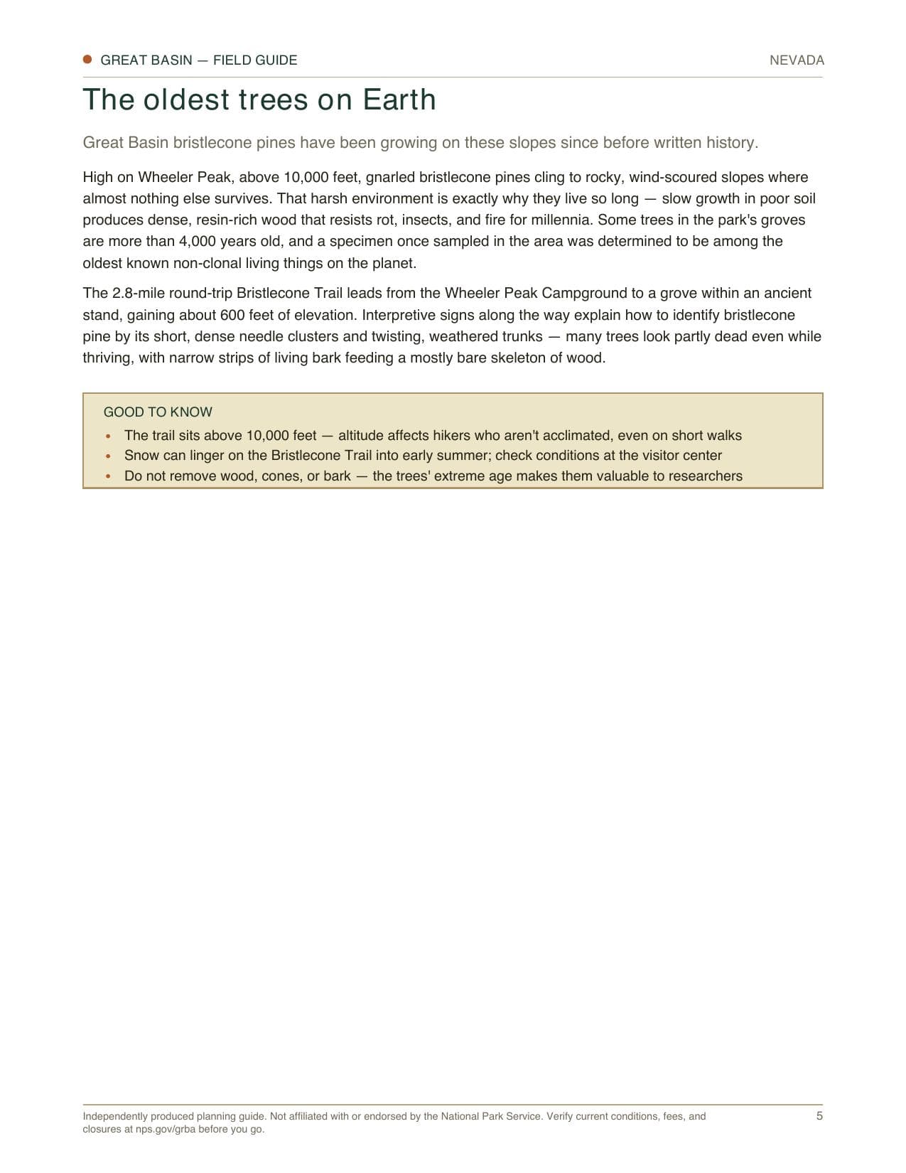 Sample page 2 from the Great Basin guide