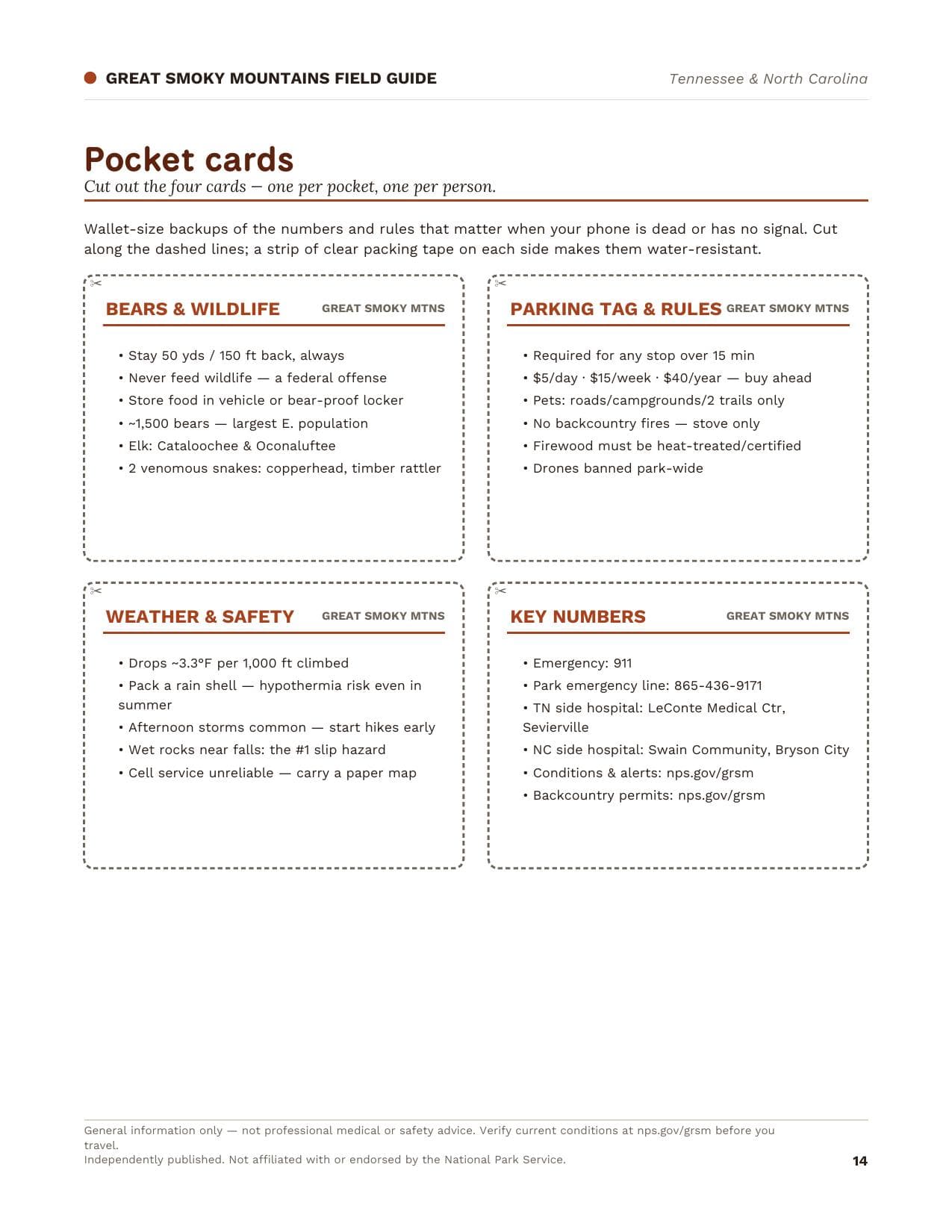 Sample page 3 from the Great Smoky Mountains guide