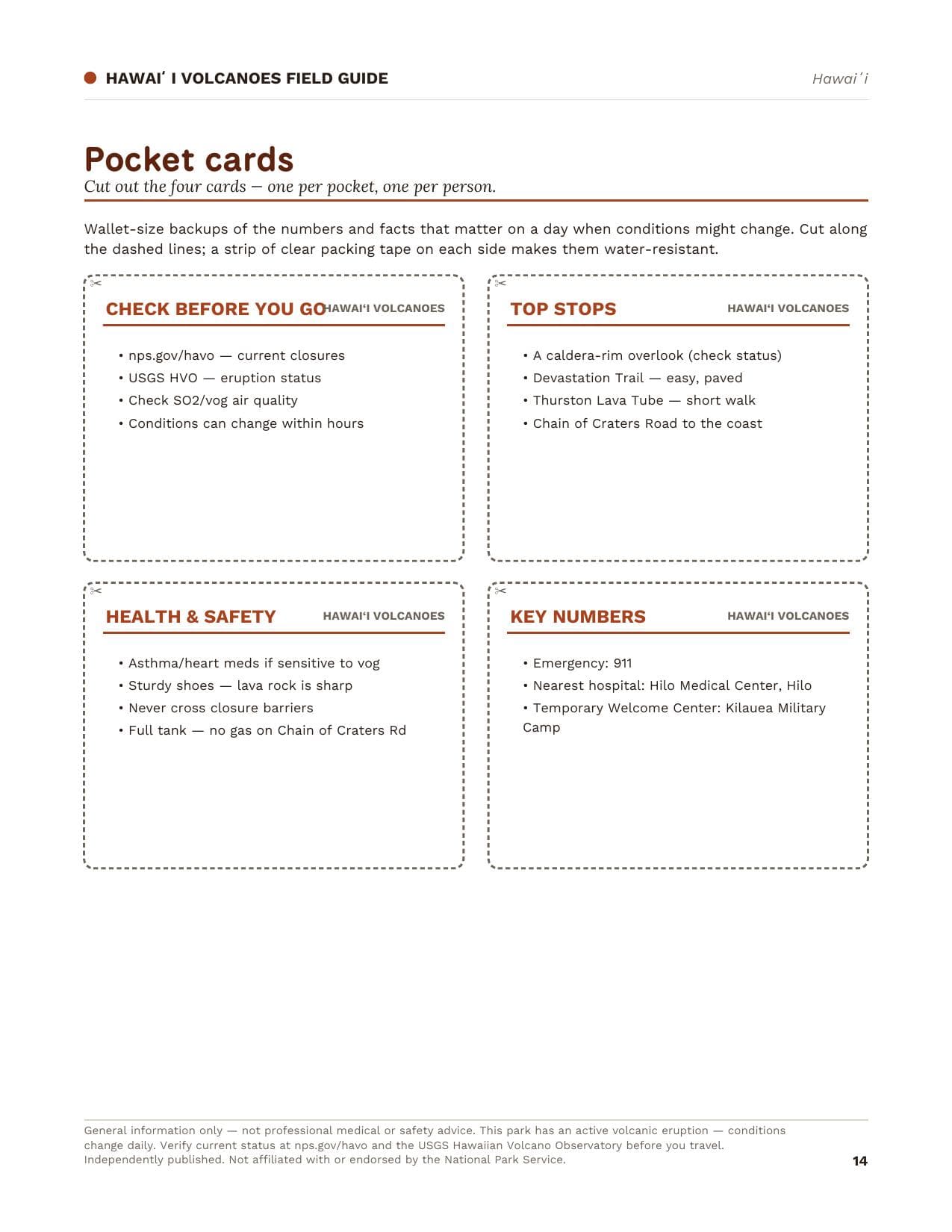 Sample page 3 from the Hawaiʻi Volcanoes guide
