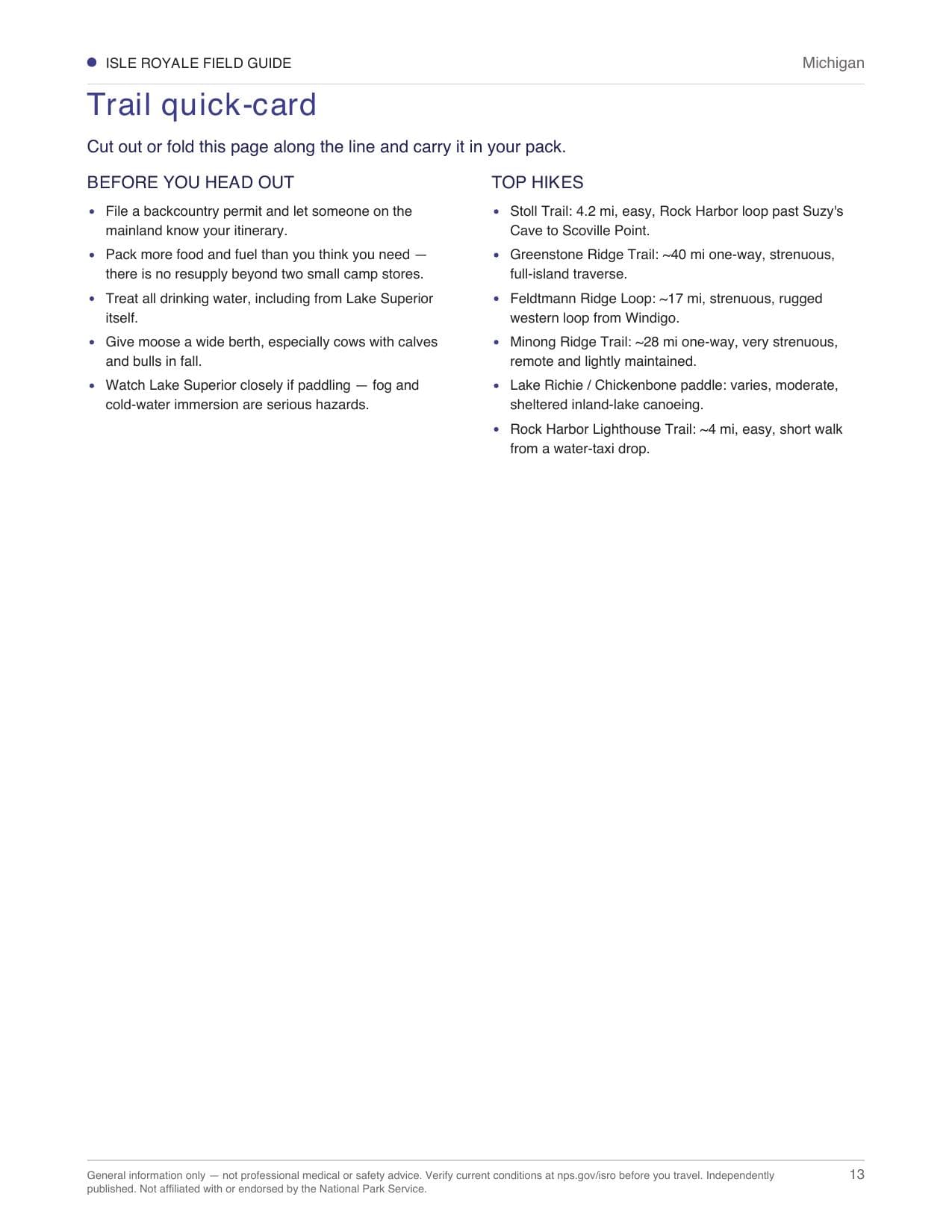 Sample page 3 from the Isle Royale guide