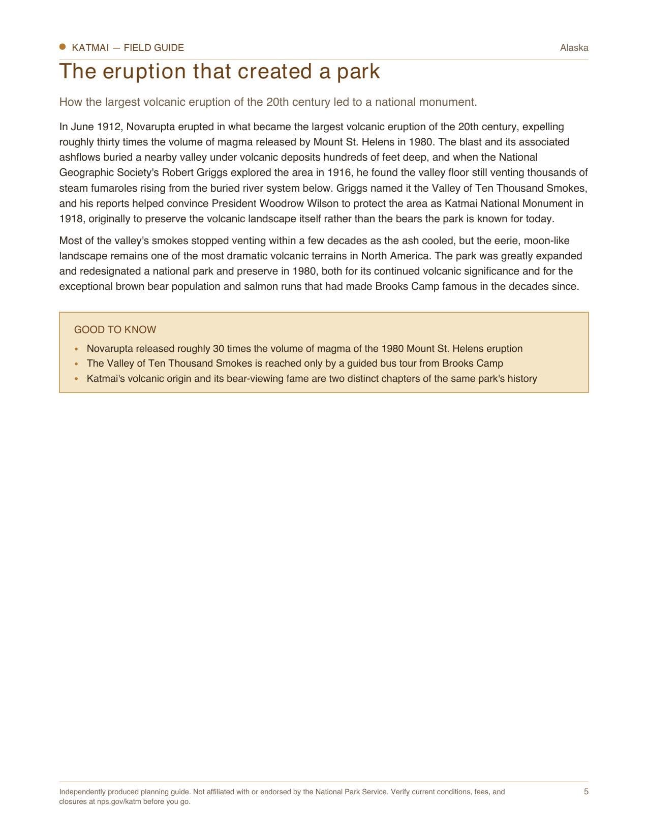 Sample page 2 from the Katmai guide