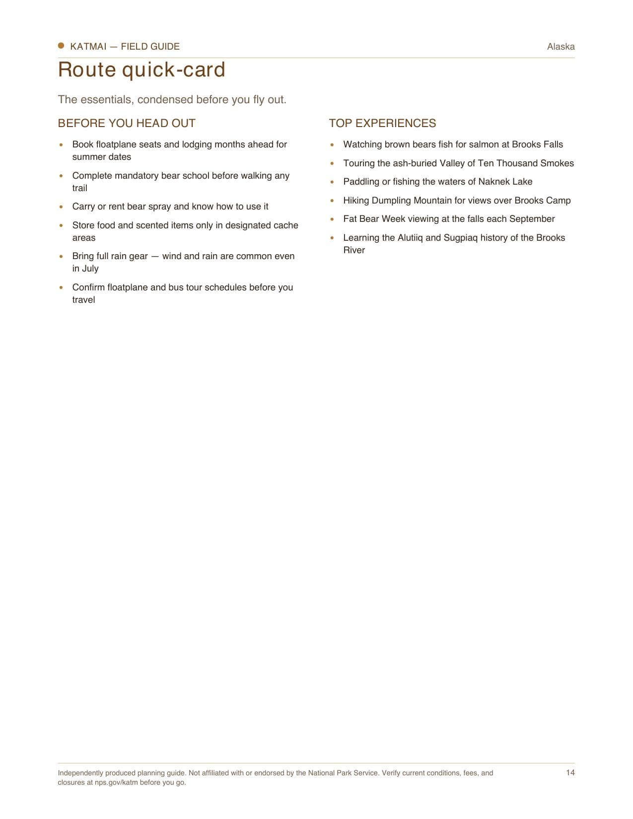 Sample page 3 from the Katmai guide