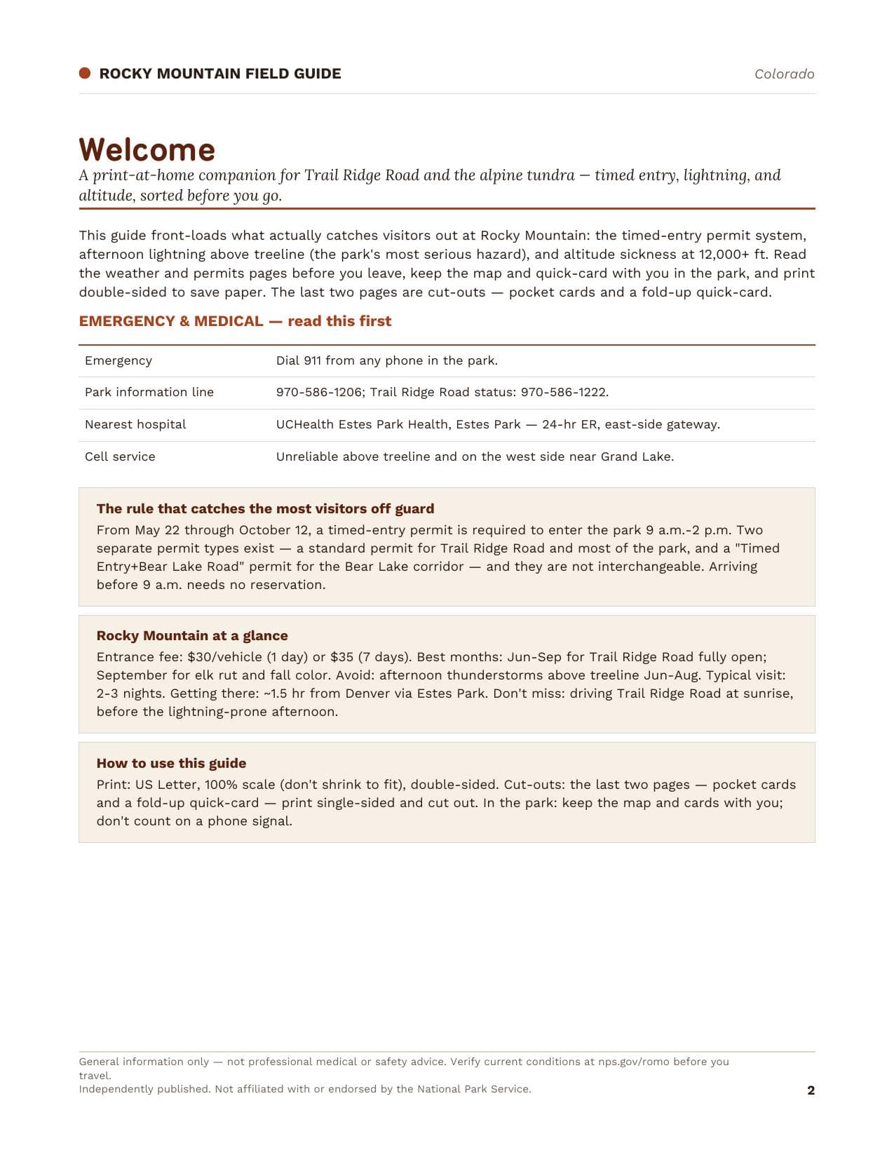 Sample page 1 from the Rocky Mountain guide