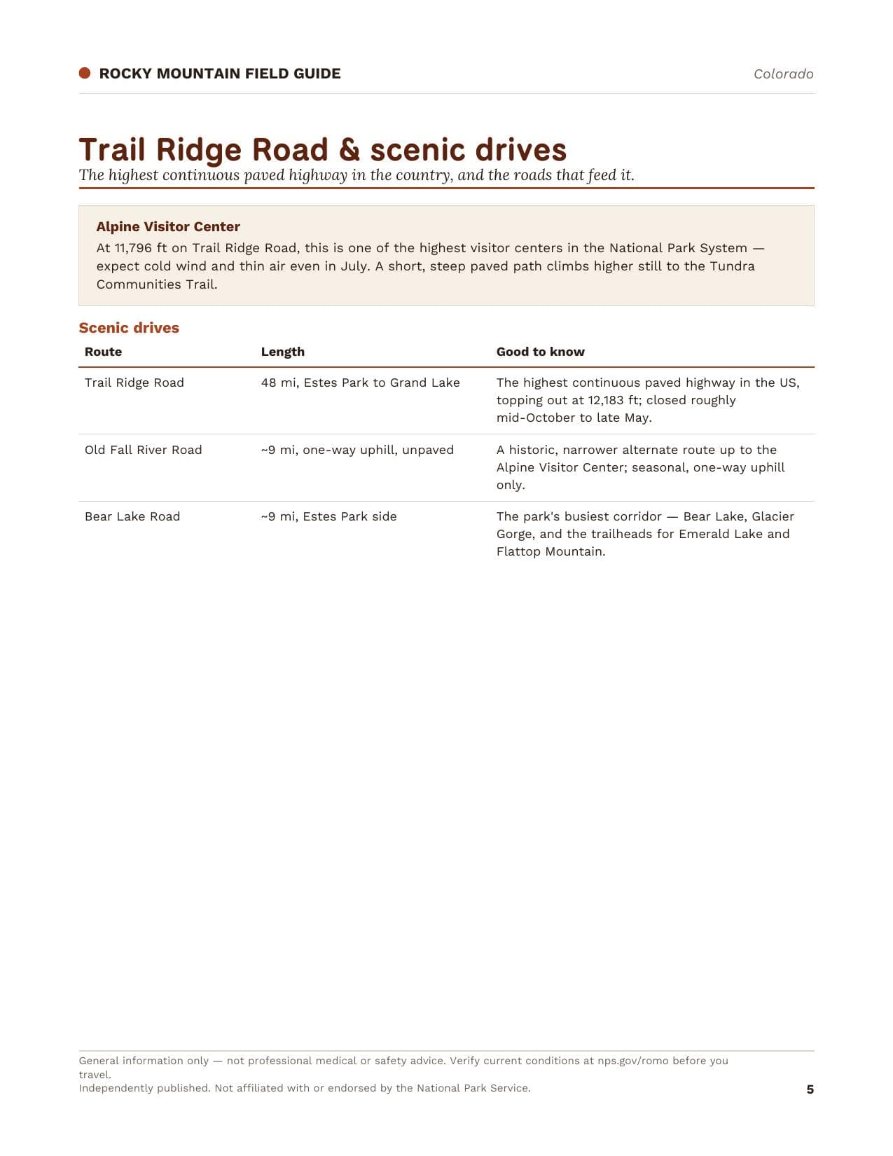 Sample page 2 from the Rocky Mountain guide
