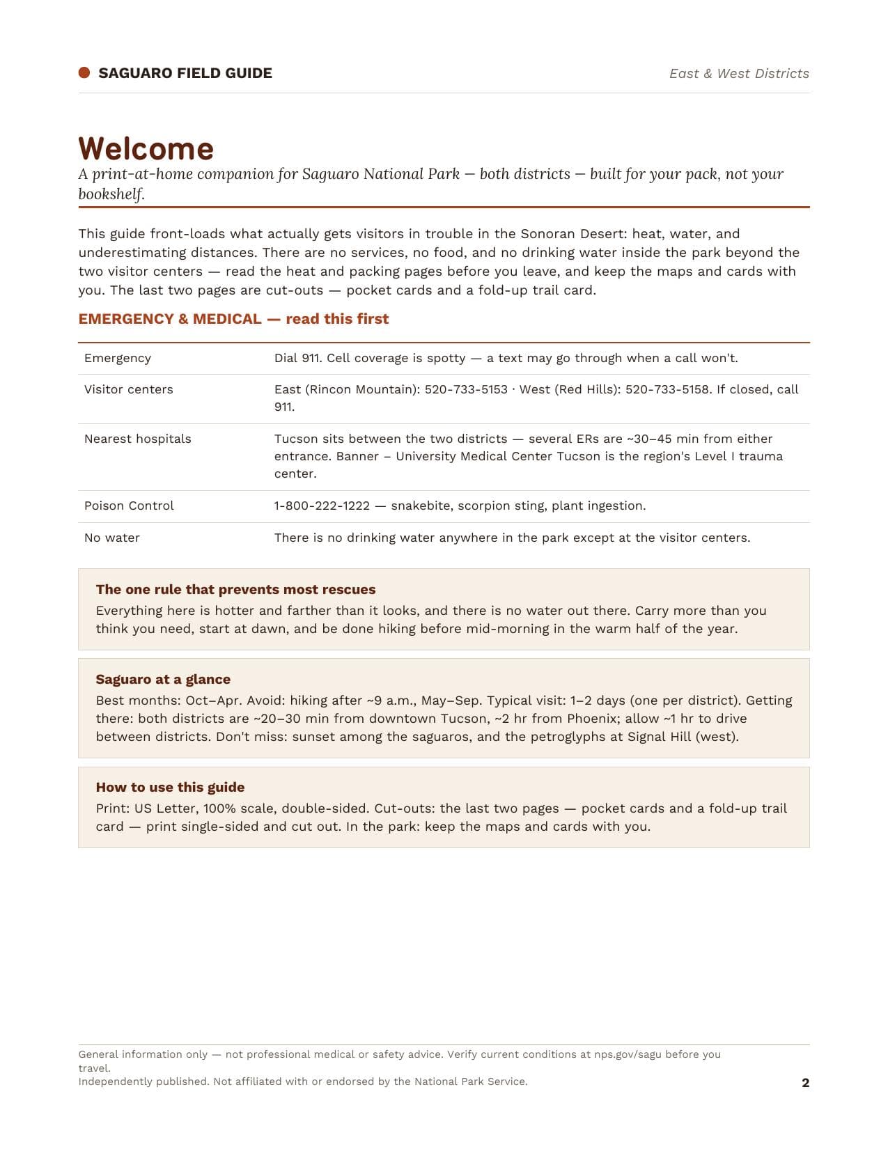 Sample page 1 from the Saguaro guide