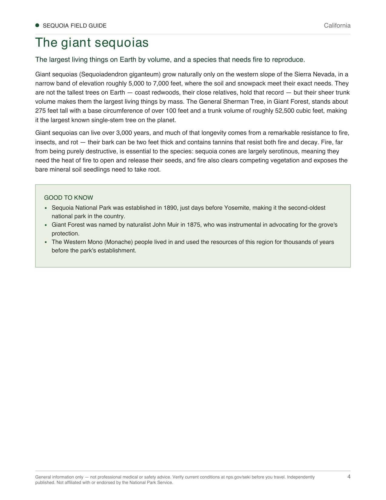 Sample page 2 from the Sequoia guide