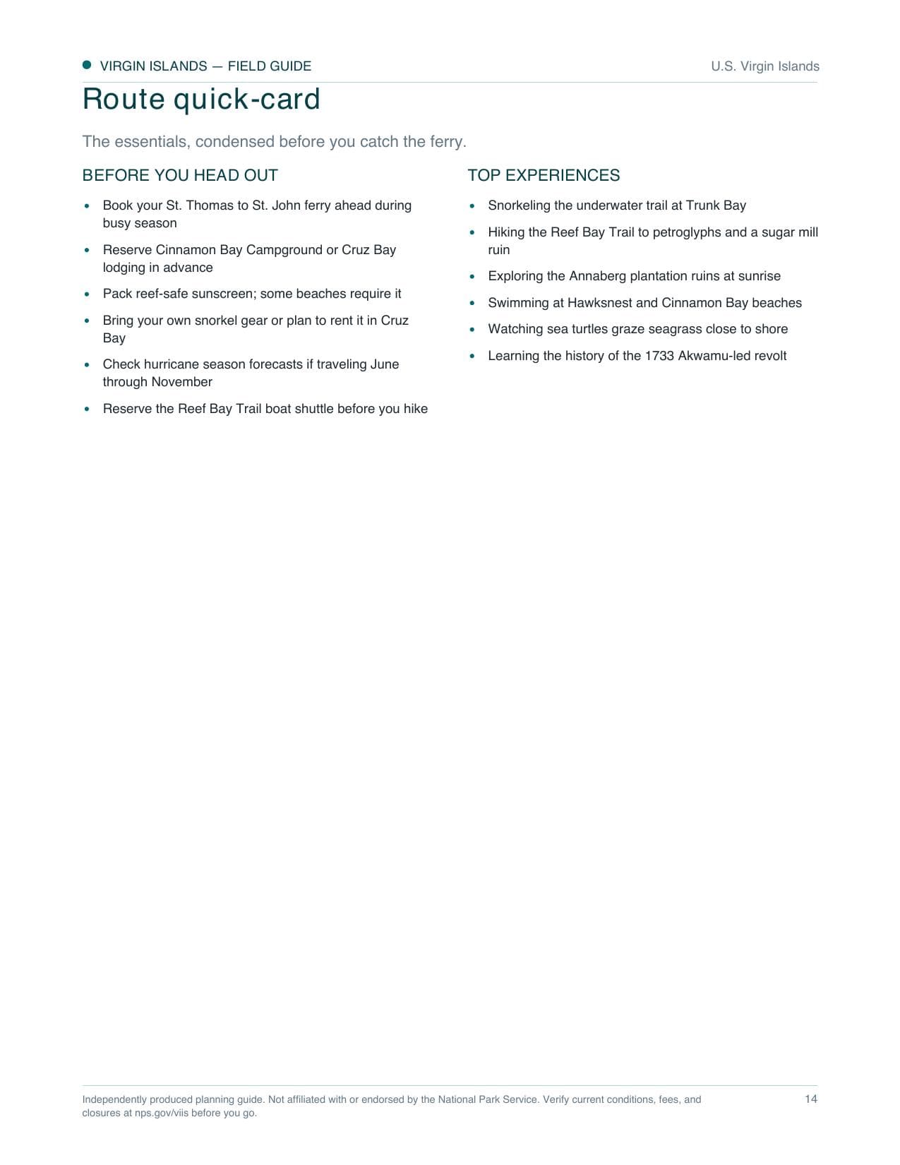 Sample page 3 from the Virgin Islands guide