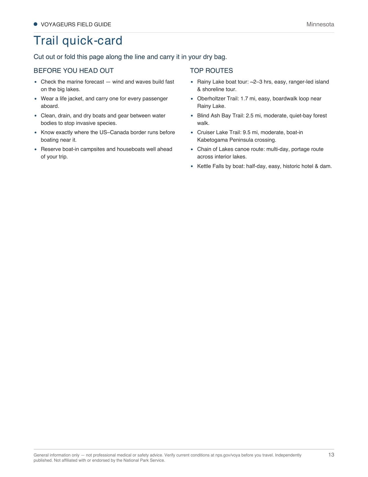 Sample page 3 from the Voyageurs guide