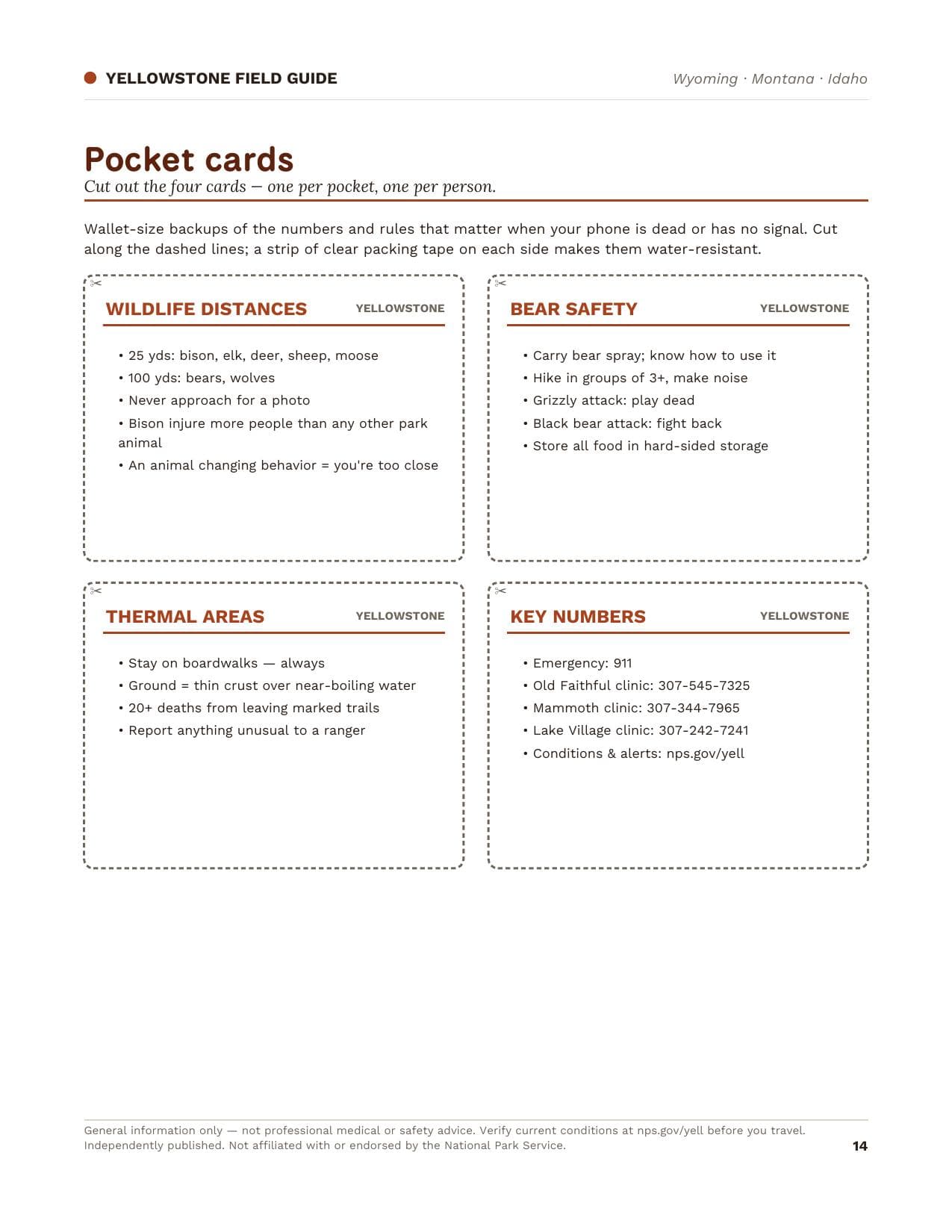 Sample page 3 from the Yellowstone guide