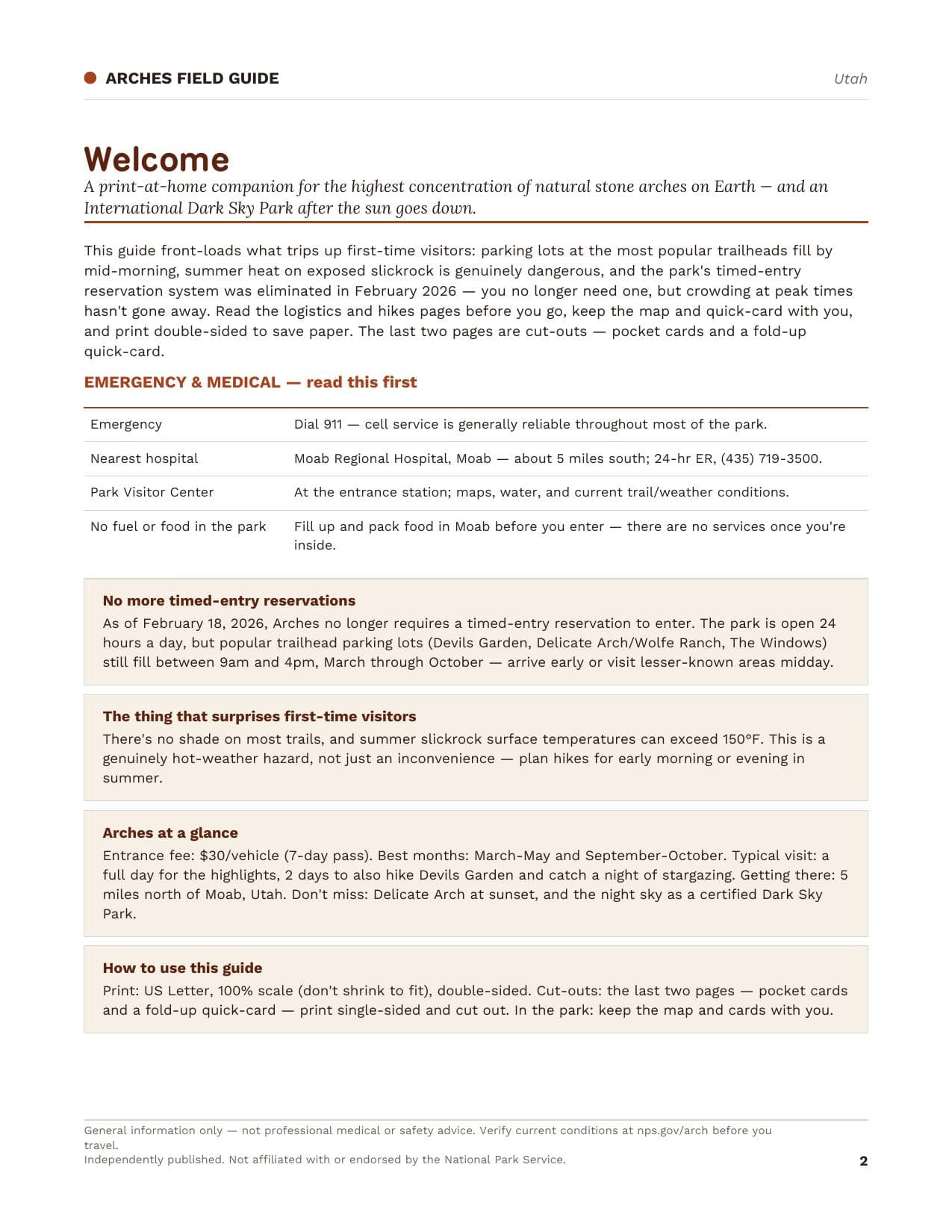 Sample page 1 from the Arches guide