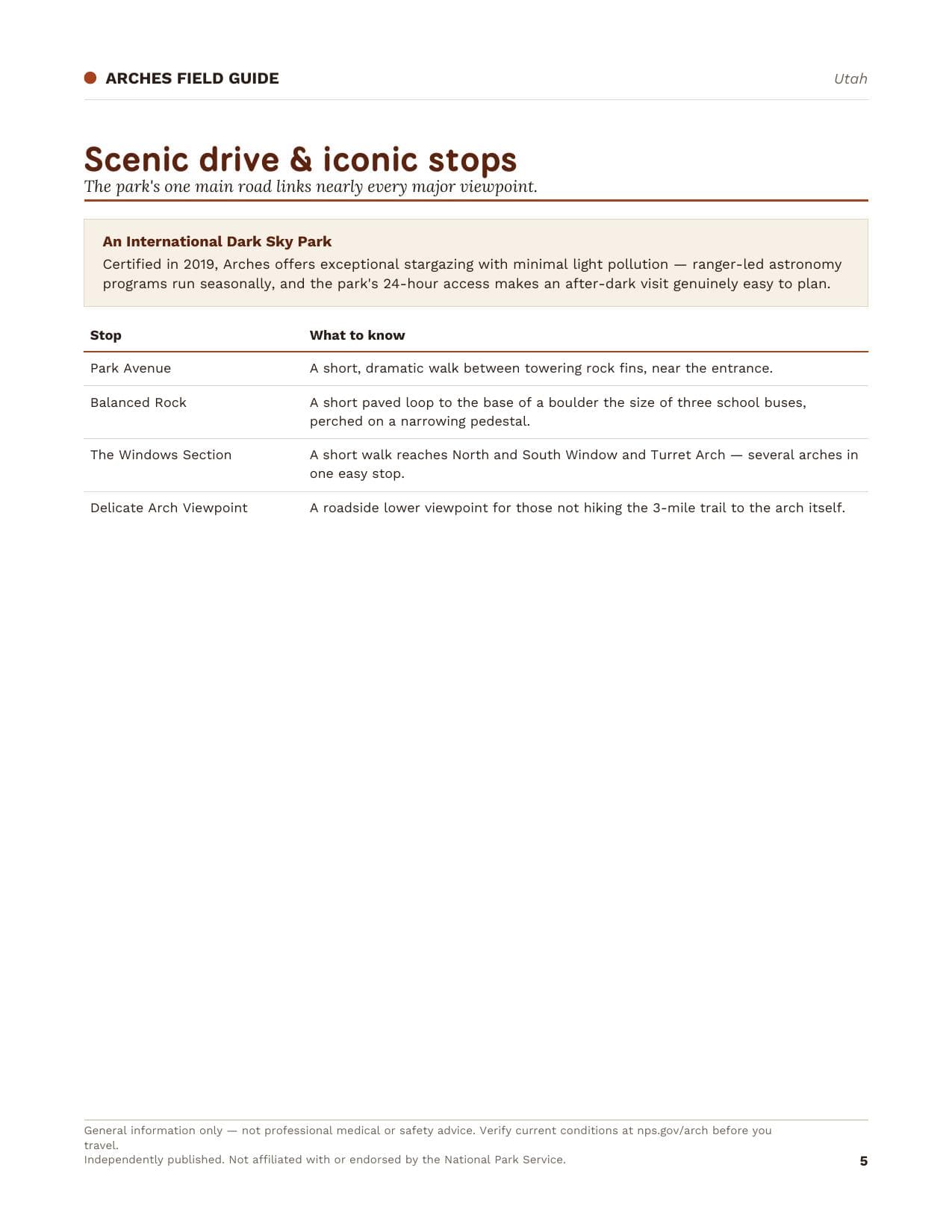 Sample page 2 from the Arches guide
