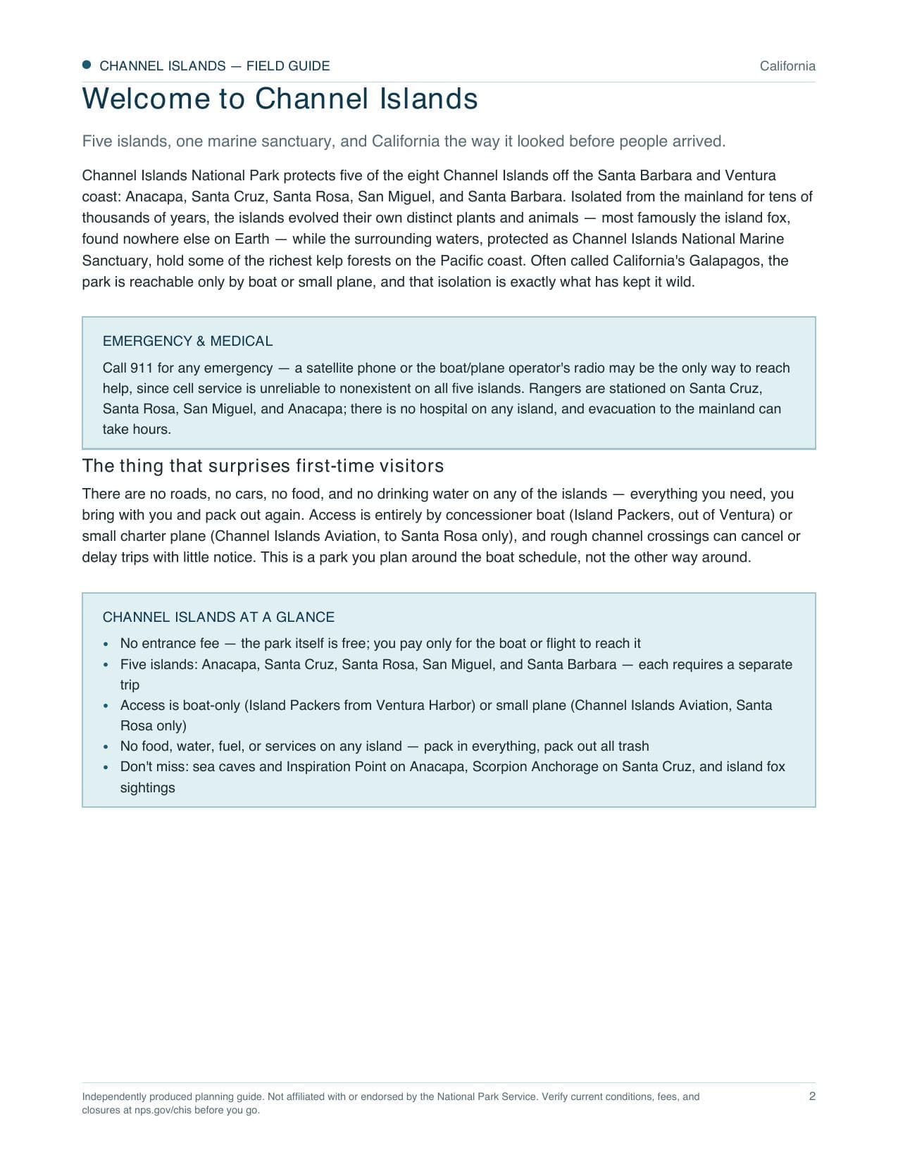 Sample page 1 from the Channel Islands guide