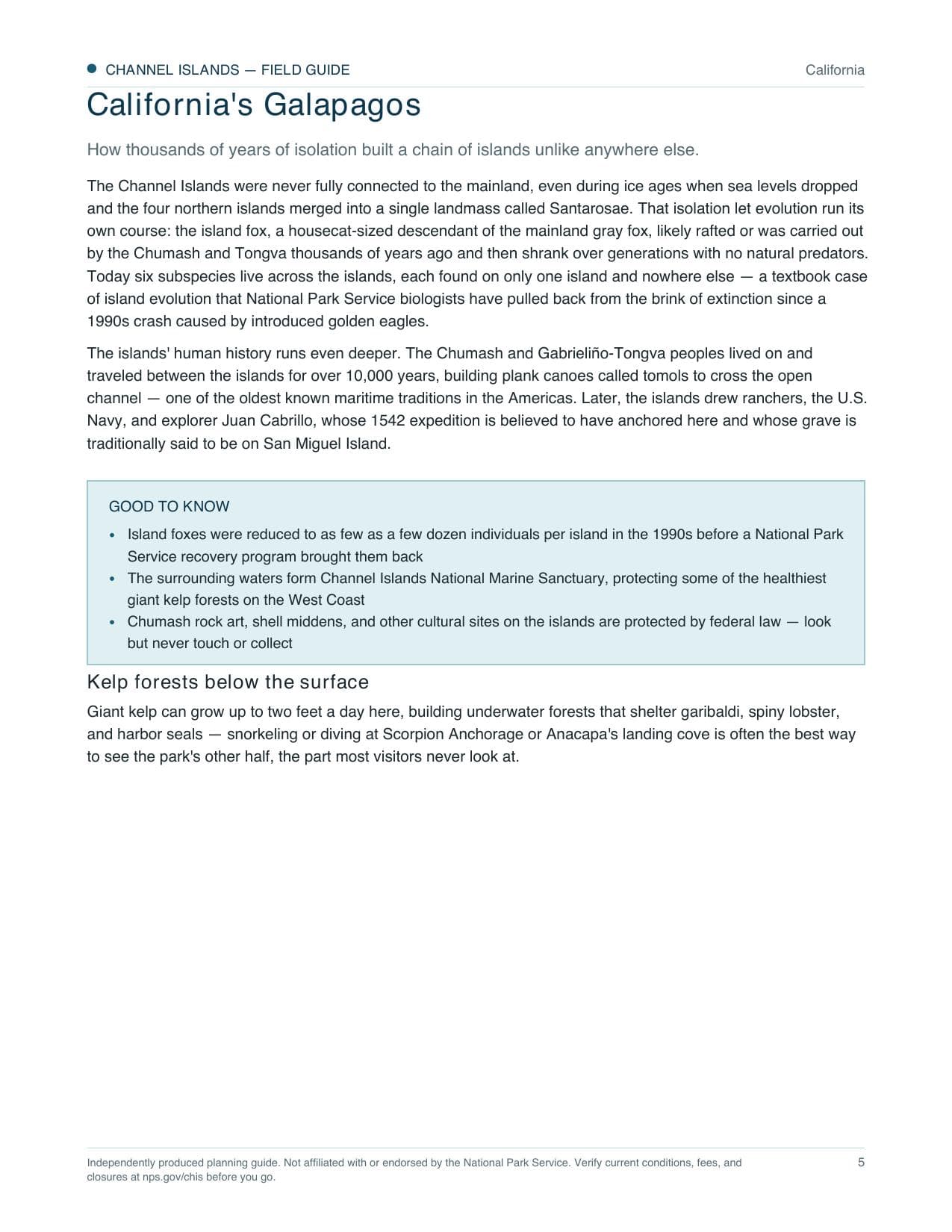Sample page 2 from the Channel Islands guide