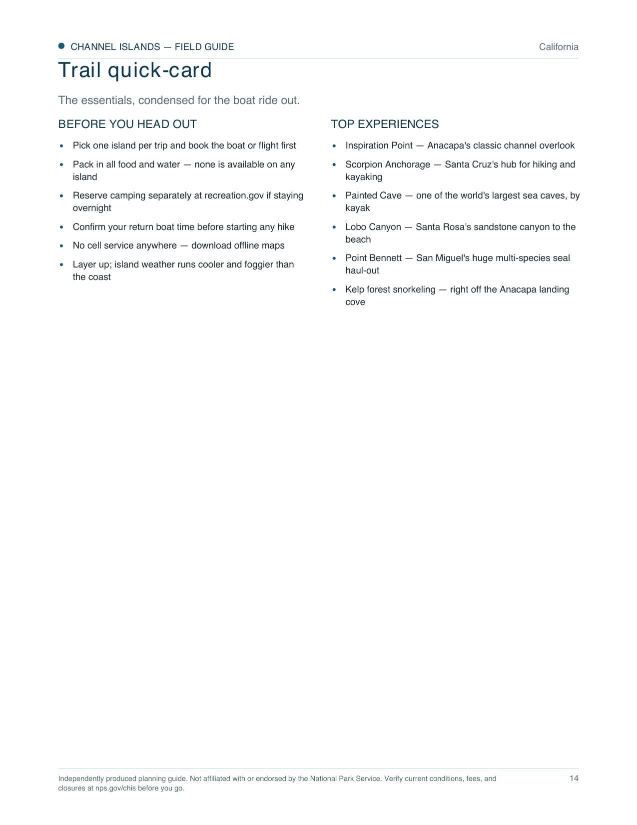 Sample page 3 from the Channel Islands guide