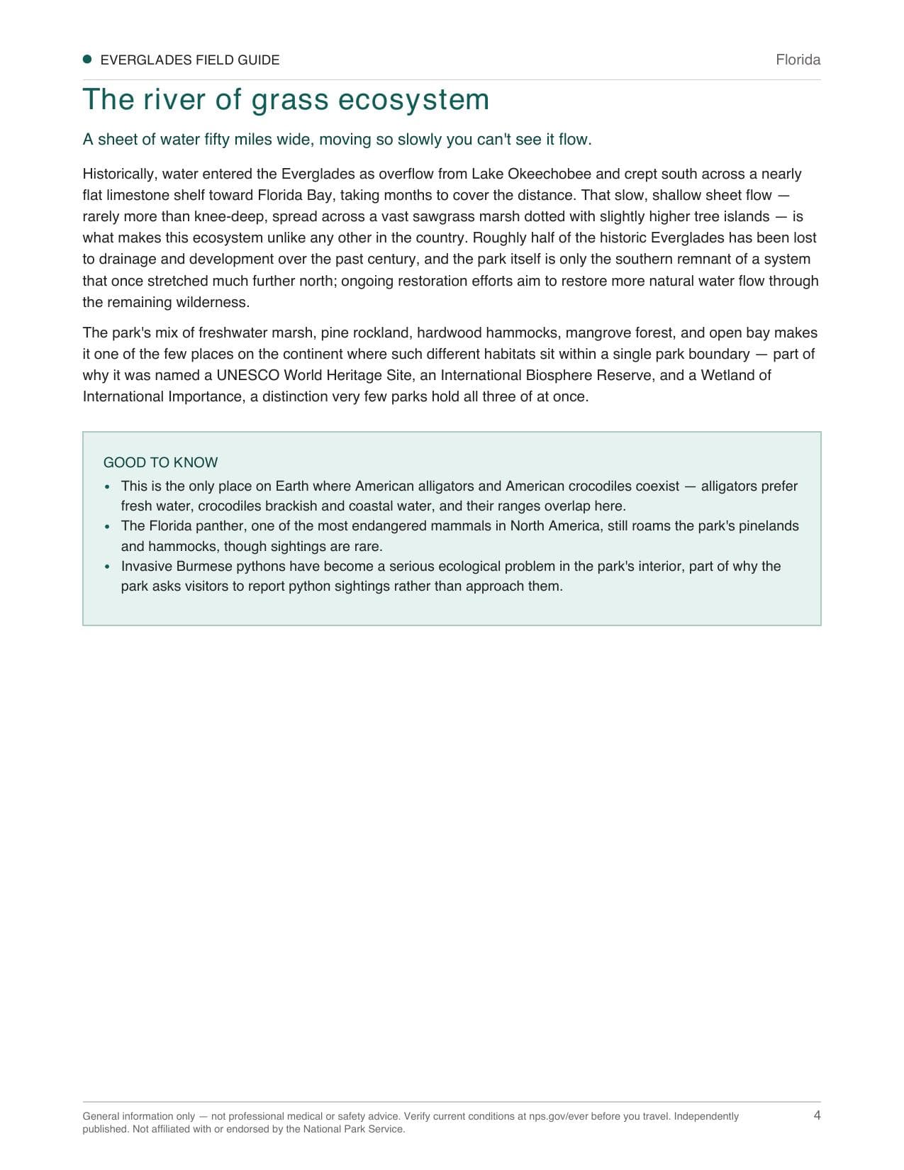 Sample page 2 from the Everglades guide