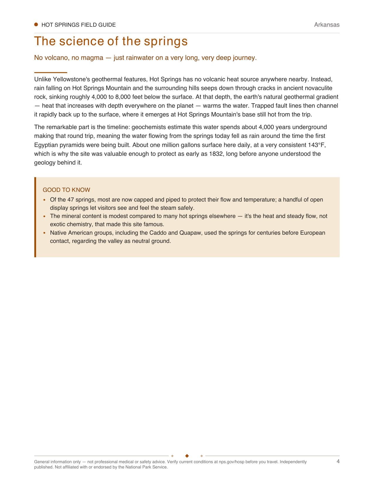 Sample page 2 from the Hot Springs guide
