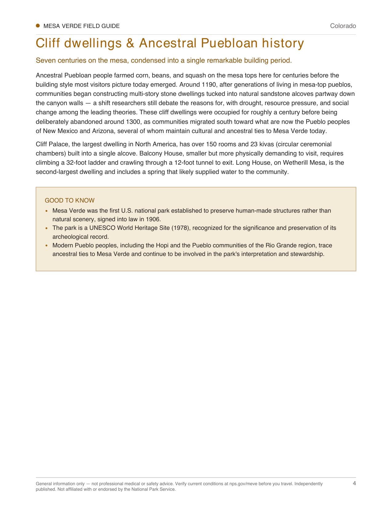 Sample page 2 from the Mesa Verde guide