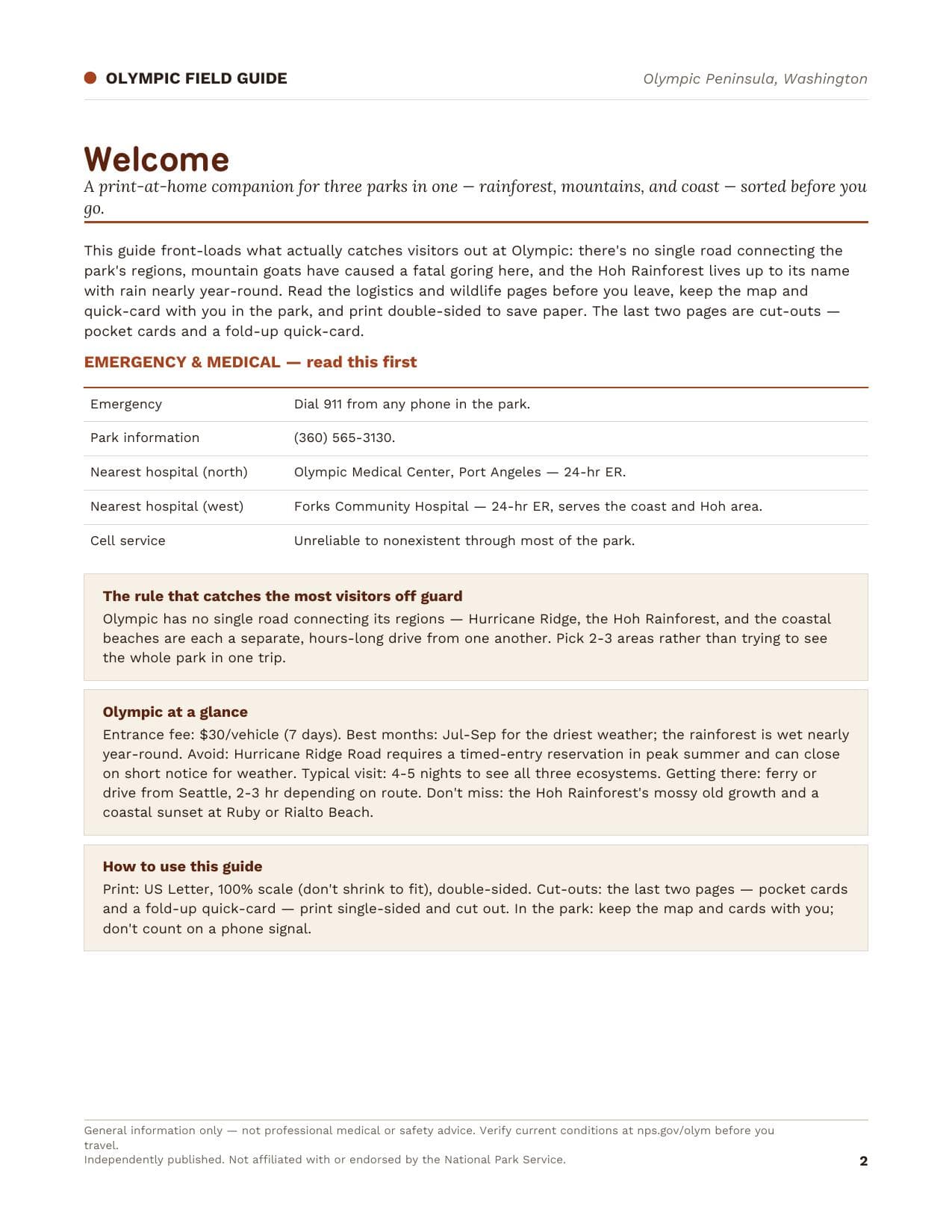 Sample page 1 from the Olympic guide