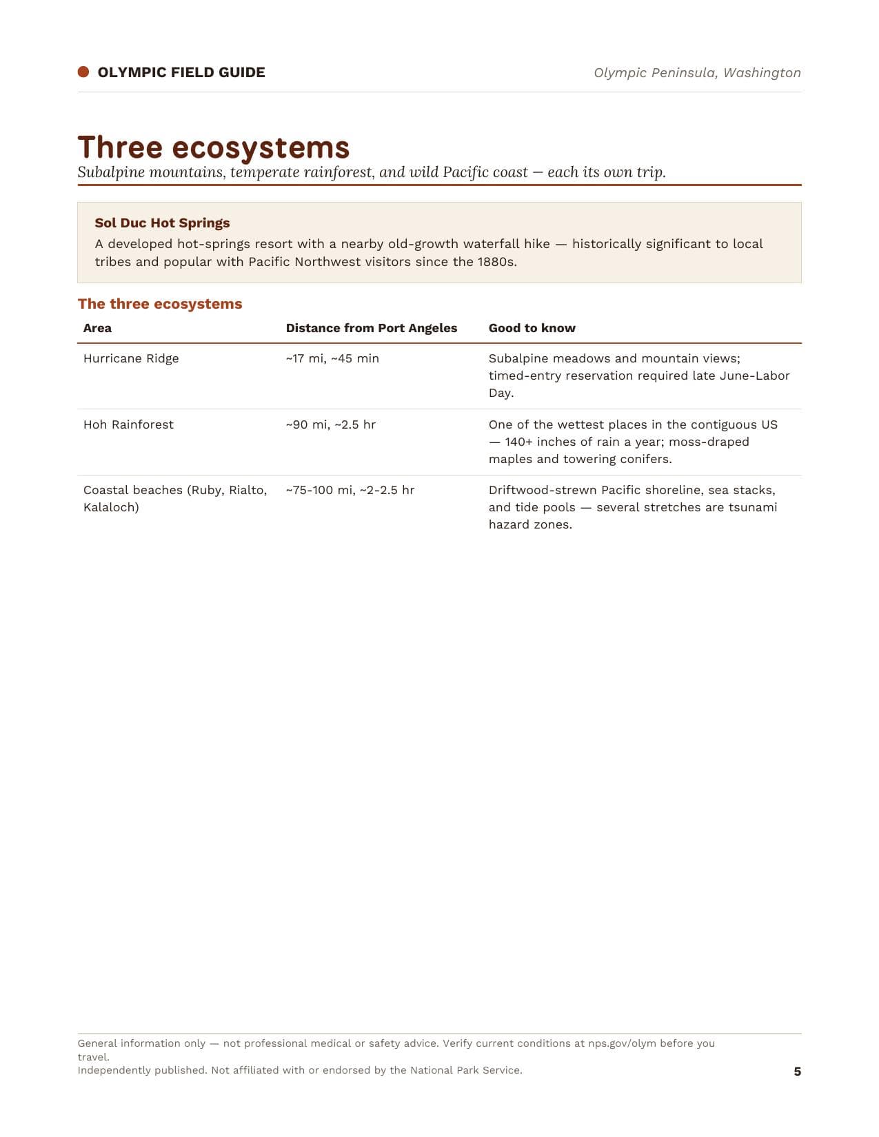 Sample page 2 from the Olympic guide