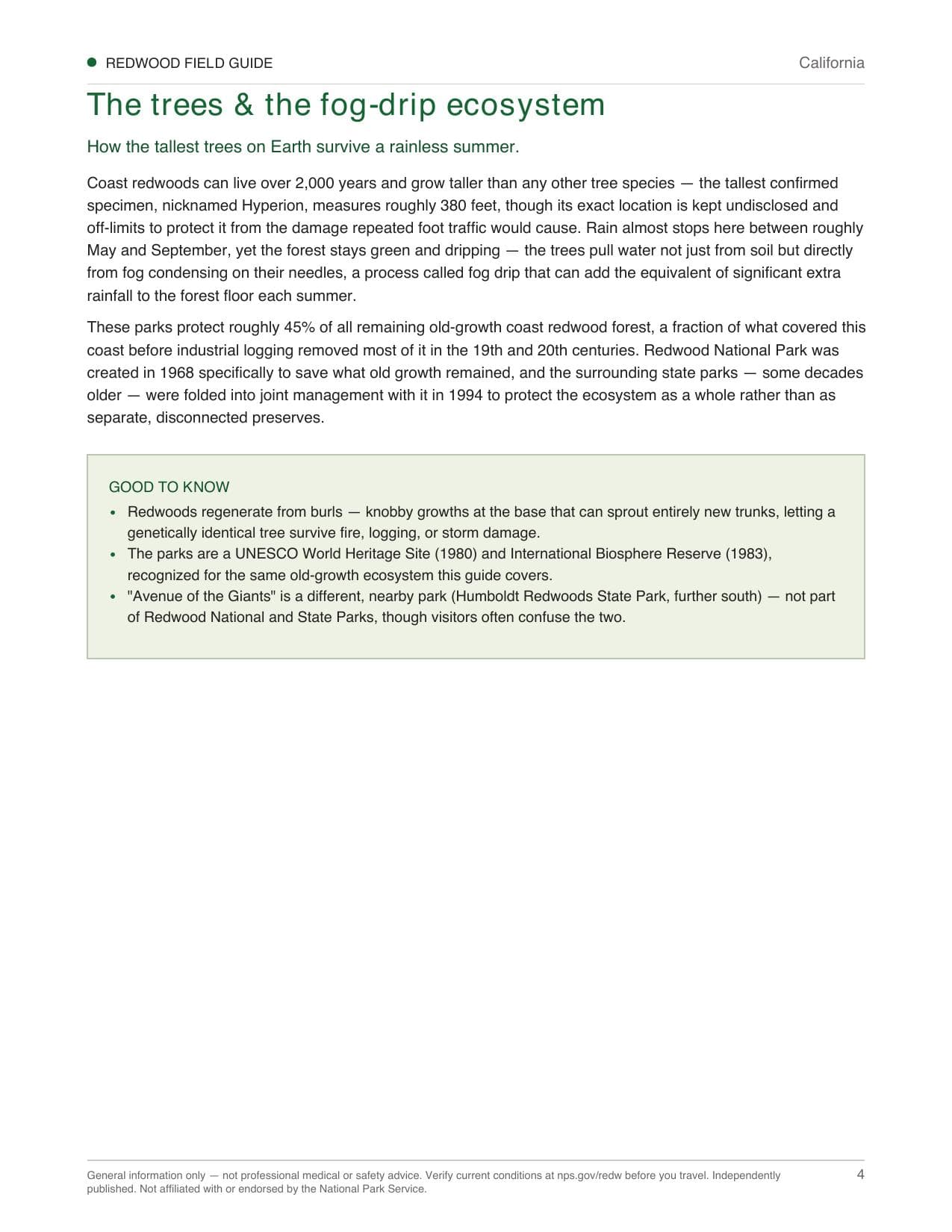 Sample page 2 from the Redwood guide